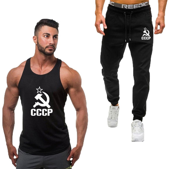 2019 Summer Men's suit new men's vest sportswear casual sports running fitness clothing men's tank vest + men's sports pants men