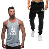 2019 Summer Men's suit new men's vest sportswear casual sports running fitness clothing men's tank vest + men's sports pants men