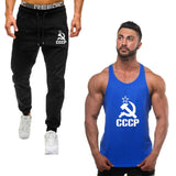 2019 Summer Men's suit new men's vest sportswear casual sports running fitness clothing men's tank vest + men's sports pants men