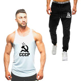 2019 Summer Men's suit new men's vest sportswear casual sports running fitness clothing men's tank vest + men's sports pants men