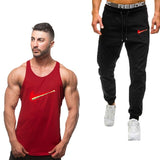 2019 Summer Men's suit new men's vest sportswear casual sports running fitness clothing men's tank vest + men's sports pants men