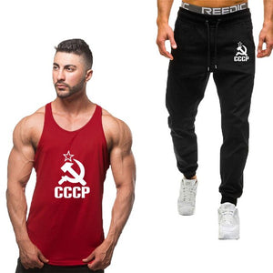 2019 Summer Men's suit new men's vest sportswear casual sports running fitness clothing men's tank vest + men's sports pants men