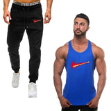 2019 Summer Men's suit new men's vest sportswear casual sports running fitness clothing men's tank vest + men's sports pants men