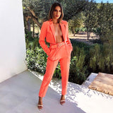 Chicology crop blazer top belt high waist pant 2019 summer sexy 2 piece co ord set office women suit neon lady business clothing