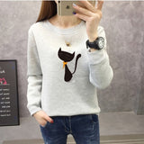 2019 New Women Autumn Velvet Sweatshirts Fashion Printed Animal Cat Female Clothing Casual Ladies Pullover Top Long Sleeve Shirt