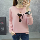 2019 New Women Autumn Velvet Sweatshirts Fashion Printed Animal Cat Female Clothing Casual Ladies Pullover Top Long Sleeve Shirt