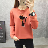 2019 New Women Autumn Velvet Sweatshirts Fashion Printed Animal Cat Female Clothing Casual Ladies Pullover Top Long Sleeve Shirt