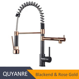 Blackend Spring Kitchen Faucet Pull out Side Sprayer Dual Spout Single Handle Mixer Tap Sink Faucet 360 Rotation Kitchen Faucets