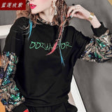 Sequins long sleeve pullover 2019 new autumn clothing women's fashion O-neck casual Street clothes Lady's clothes female