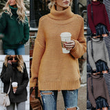 2019 autumn new high-neck sweater winter knitted sweater women's solid color casual pullover cotton winter women's clothing