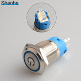 Latching push button switch locked 16mm flat head Momentary Push Button waterproof LED metal switch