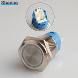 Latching push button switch locked 16mm flat head Momentary Push Button waterproof LED metal switch