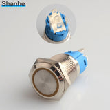 Latching push button switch locked 16mm flat head Momentary Push Button waterproof LED metal switch