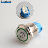 Latching push button switch locked 16mm flat head Momentary Push Button waterproof LED metal switch