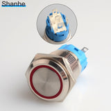 Latching push button switch locked 16mm flat head Momentary Push Button waterproof LED metal switch