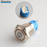 Latching push button switch locked 16mm flat head Momentary Push Button waterproof LED metal switch