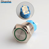 Latching push button switch locked 16mm flat head Momentary Push Button waterproof LED metal switch