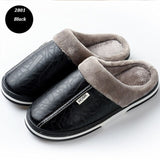 Dropshipping Men's Slippers Winter Slippers Non Slip Indoor Shoes For Men Leather House Shoe Waterproof Warm Slipper GXYZ216