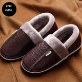 Dropshipping Men's Slippers Winter Slippers Non Slip Indoor Shoes For Men Leather House Shoe Waterproof Warm Slipper GXYZ216