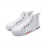 Men's Casual High-top Sneakers Fashion Casual Leather Shoes Black White Youth Students Yellow Hip-hop Trend Street Dance Shoes