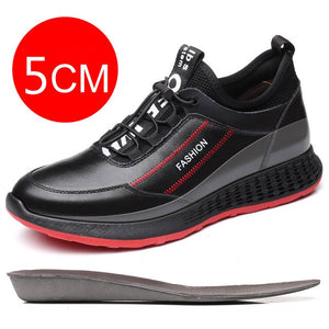 Misalwa Split Leather Me Casual Sneakers 5 CM Height Increase Men Elevator Shoes Winter Fur Shoes 37-44 Breathable Men Shoes