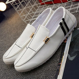 Mazefeng Men Shoes Striped Leather Doug Shoes Comfortable Men British Style Casual Shoes Footwear Flats Men Slip on Lazy Shoes