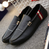 Mazefeng Men Shoes Striped Leather Doug Shoes Comfortable Men British Style Casual Shoes Footwear Flats Men Slip on Lazy Shoes