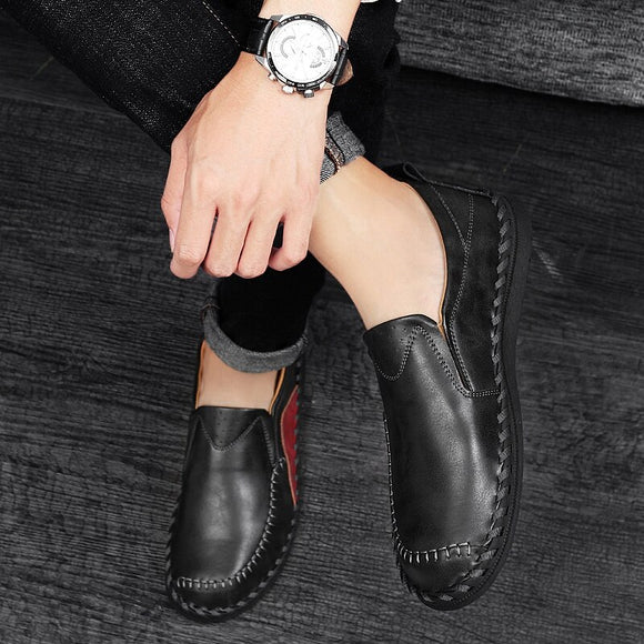 2019 Men's Shoes Casual Shoes Fashion Slip On Mens Loafers Large Size 38-47 Men Driving Shoes Black White Footwear Leather