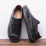 Genuine Leather Men Casual Shoes Luxury Brand 2019 Mens Loafers Breathable Slip on Black Driving Shoes Plus Size 38-48