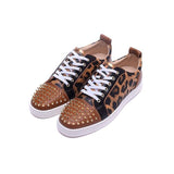 2019 Low Top Loafers Men Brand Designer Shoes Mens Red Bottom Sneakers Luxury Spikes Leopard Casual Shoes Men Large Size 46