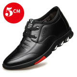 ZSAUAN 37-44 Men Leather Casual Shoes Lift Elevator Male Sneakers Fashion Young Men Mocassin Homme 5 CM Height Increasing