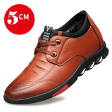 ZSAUAN 37-44 Men Leather Casual Shoes Lift Elevator Male Sneakers Fashion Young Men Mocassin Homme 5 CM Height Increasing