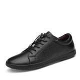 BVNOBET Cow Leather Black Sneakers Genuine Leather Men's Casual Shoes Male Lace up Flats Shoes tenis masculino adulto Size 37-46
