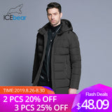 ICEbear 2019 Winter Jacket Men Hat Detachable Warm Coat Causal Parkas Cotton Padded Winter Jacket Men Clothing MWD18821D