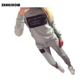 XUANSHOW Women Outfit Sportswear Spring Autumn Winter Printed Letters Ladies Fleece Tracksuits Long-sleeve Casual 2 Piece Set