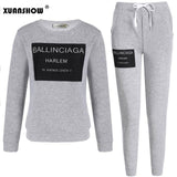 XUANSHOW Women Outfit Sportswear Spring Autumn Winter Printed Letters Ladies Fleece Tracksuits Long-sleeve Casual 2 Piece Set