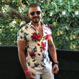 HCXY 2018 Summer Fashion Mens Shirt Slim Fit Short Sleeve Floral Shirt Mens Clothing Trend  Mens Casual Flower Shirts Size M-7XL