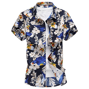 HCXY 2018 Summer Fashion Mens Shirt Slim Fit Short Sleeve Floral Shirt Mens Clothing Trend  Mens Casual Flower Shirts Size M-7XL