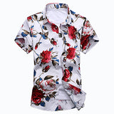 HCXY 2018 Summer Fashion Mens Shirt Slim Fit Short Sleeve Floral Shirt Mens Clothing Trend  Mens Casual Flower Shirts Size M-7XL