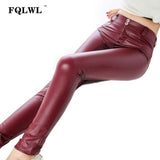 FQLWL Faux Pu Leather Leggings Thick/Black/Push Up/High Waist Leggings Women Plus Size Winter Legging Sexy Pants Women Leggins