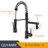 Blackend Spring Kitchen Faucet Pull out Side Sprayer Dual Spout Single Handle Mixer Tap Sink Faucet 360 Rotation Kitchen Faucets