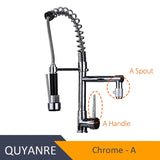 Blackend Spring Kitchen Faucet Pull out Side Sprayer Dual Spout Single Handle Mixer Tap Sink Faucet 360 Rotation Kitchen Faucets