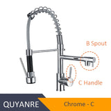 Blackend Spring Kitchen Faucet Pull out Side Sprayer Dual Spout Single Handle Mixer Tap Sink Faucet 360 Rotation Kitchen Faucets