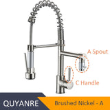 Blackend Spring Kitchen Faucet Pull out Side Sprayer Dual Spout Single Handle Mixer Tap Sink Faucet 360 Rotation Kitchen Faucets