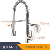 Blackend Spring Kitchen Faucet Pull out Side Sprayer Dual Spout Single Handle Mixer Tap Sink Faucet 360 Rotation Kitchen Faucets