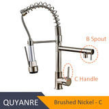 Blackend Spring Kitchen Faucet Pull out Side Sprayer Dual Spout Single Handle Mixer Tap Sink Faucet 360 Rotation Kitchen Faucets