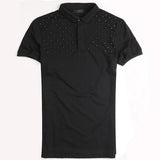 summer new Black Rivet Decorative Design Men's Slim fit Polo casual short sleeve polo shirt brand clothing PL-51