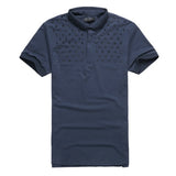 summer new Black Rivet Decorative Design Men's Slim fit Polo casual short sleeve polo shirt brand clothing PL-51