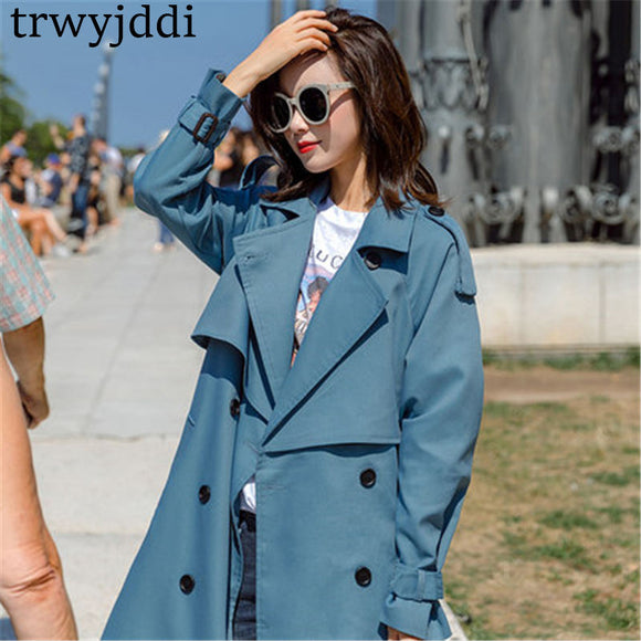 Fashion Windbreaker Coats Long section 2019 New Spring Autumn Coat Women Trench Coats Korean Loose Casual Ladies Outerwear N402