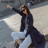 Fashion Windbreaker Coats Long section 2019 New Spring Autumn Coat Women Trench Coats Korean Loose Casual Ladies Outerwear N402